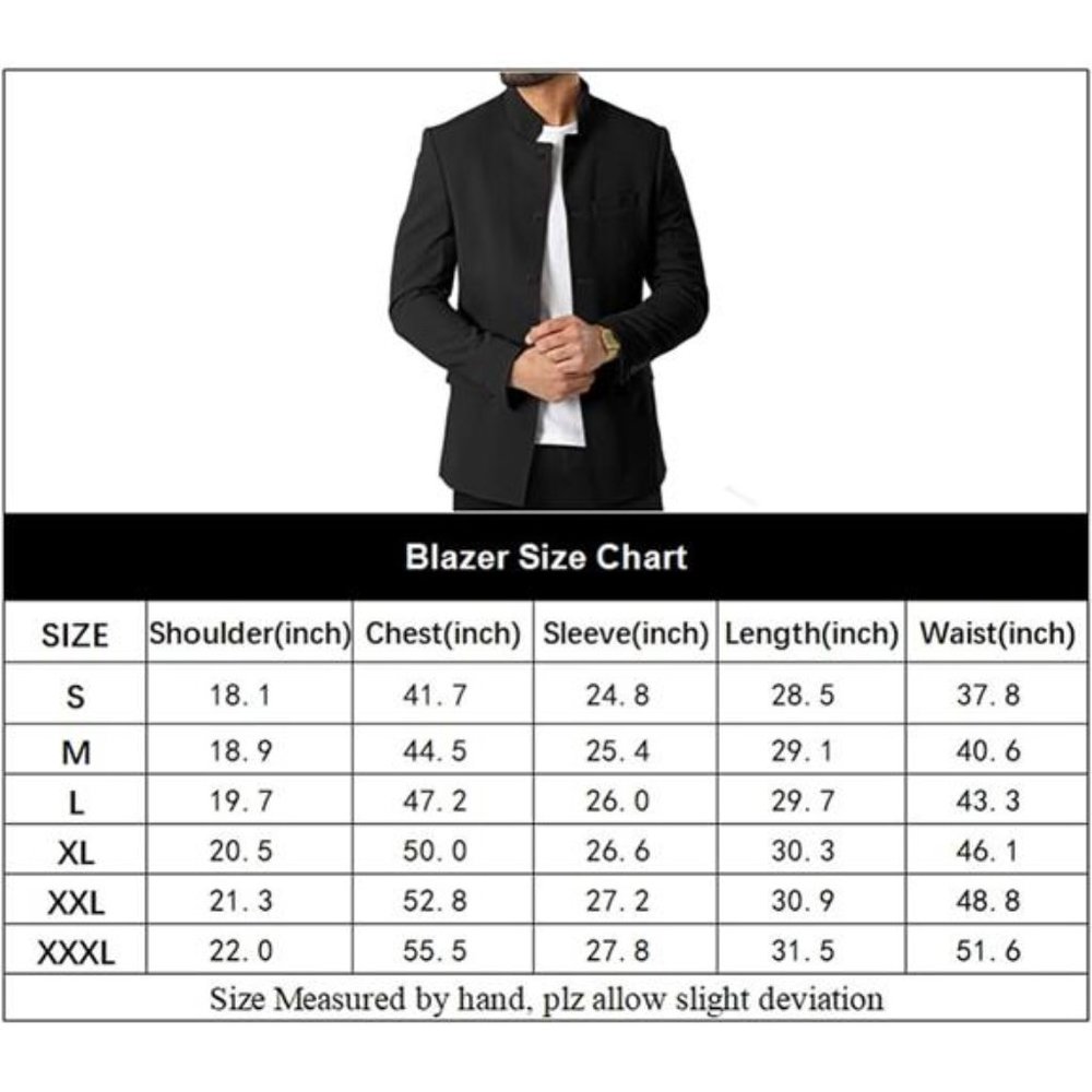 Mens  Suit Blazer Jackets Stand Collar Business Sport Coats - Picture 5 of 6